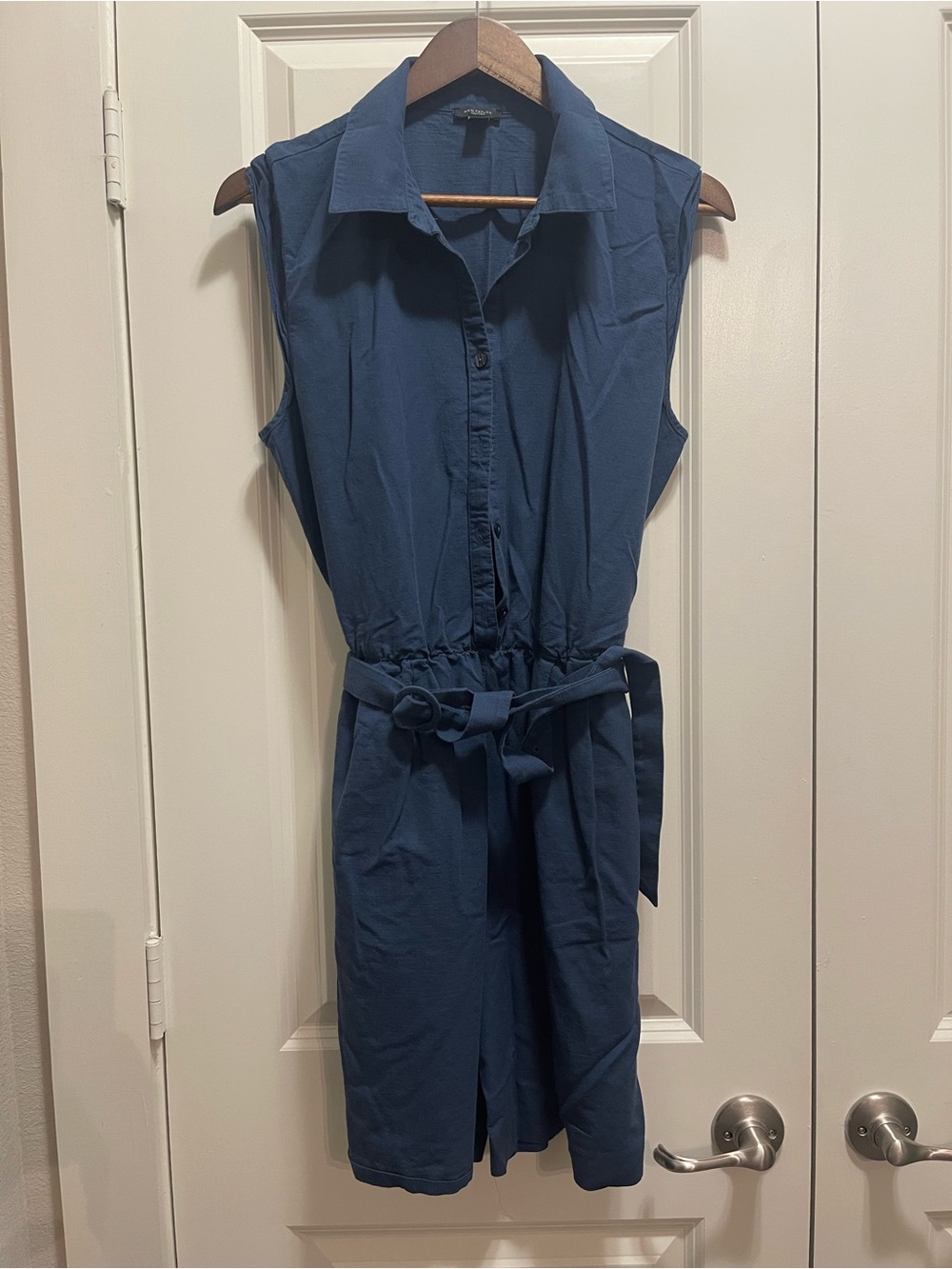 Ann Taylor Sleeveless Blue Shirt Romper